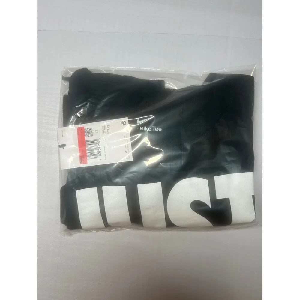 Nike Just Do It T-Shirt Black Big Logo Men's Size Large DX1987 010 Unisex New